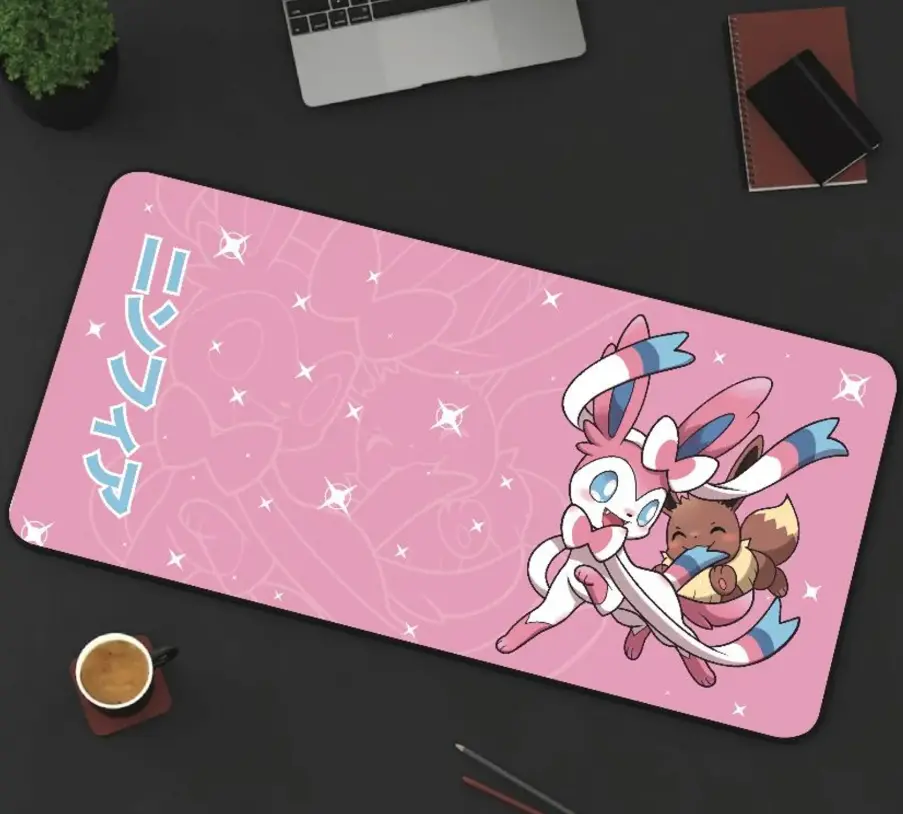 Sylveon and Eevee Pattern Desk Mat! Perfect for a Gift, Present, Holiday, Birthday! Japanese Anime