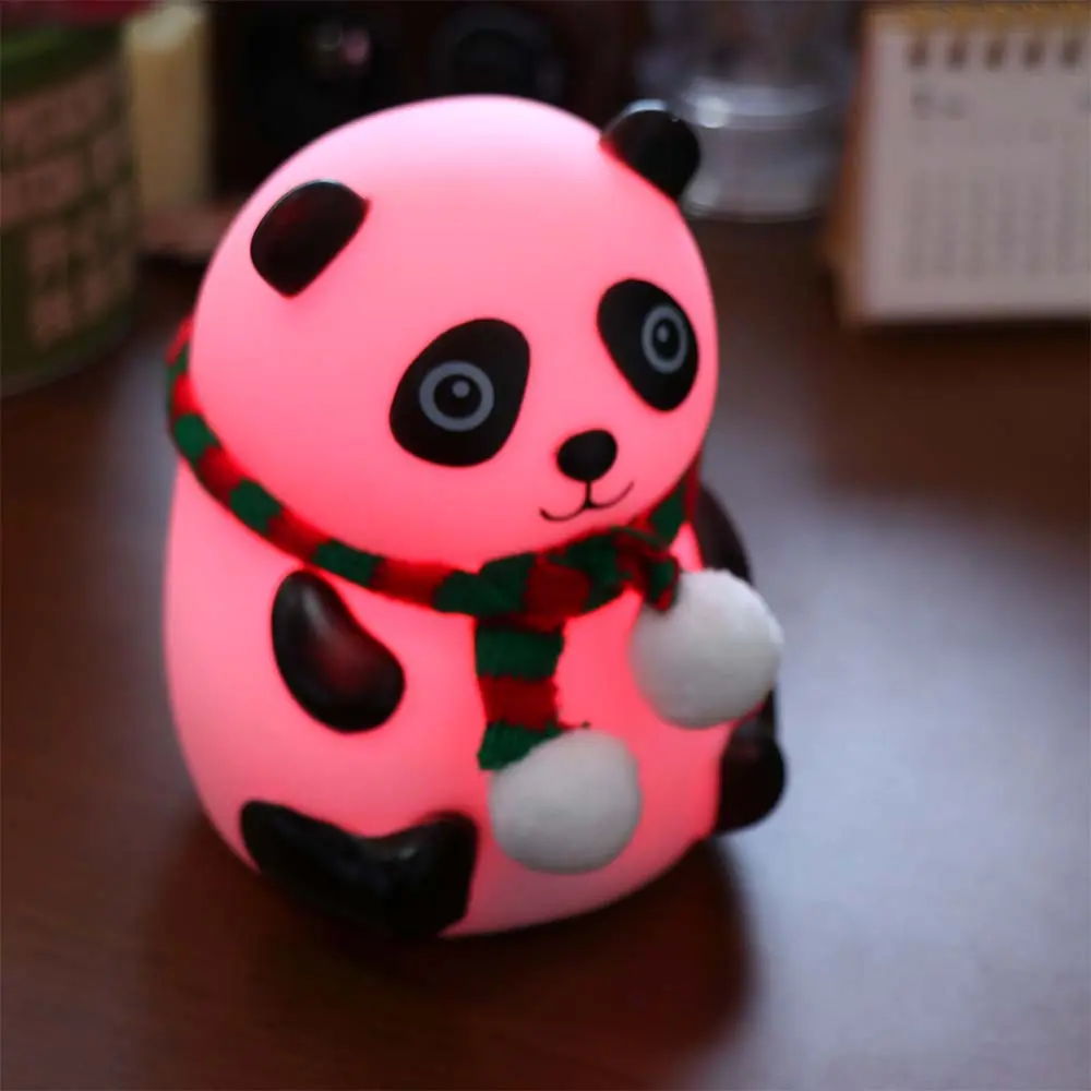 Creative Color Changeable Panda Night Light Percussive Panda Patting Panda Desk Lamp LED Silicone Dimmable Table Lamp Bedside
