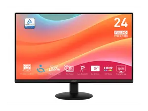 MSI PRO MP242LE 24" IPS 1920 x 1080 (FHD) Computer Office Monitor, 100Hz, Adaptive Sync, HDMI, DisplayPort, Tilt, 4-Side Slim Bezel 1ms, Black