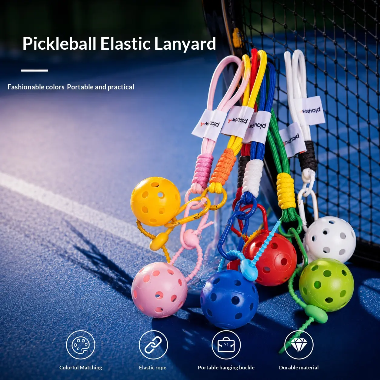 PLAYNOW Sporty Pickleball Keychain - Cute Unisex Cool Keychains for Birthday Gifts, Small Mini Backpack Bag Charm with Racket Graphic, Compact Portable Pendant for Sports & Outdoor Enthusiasts