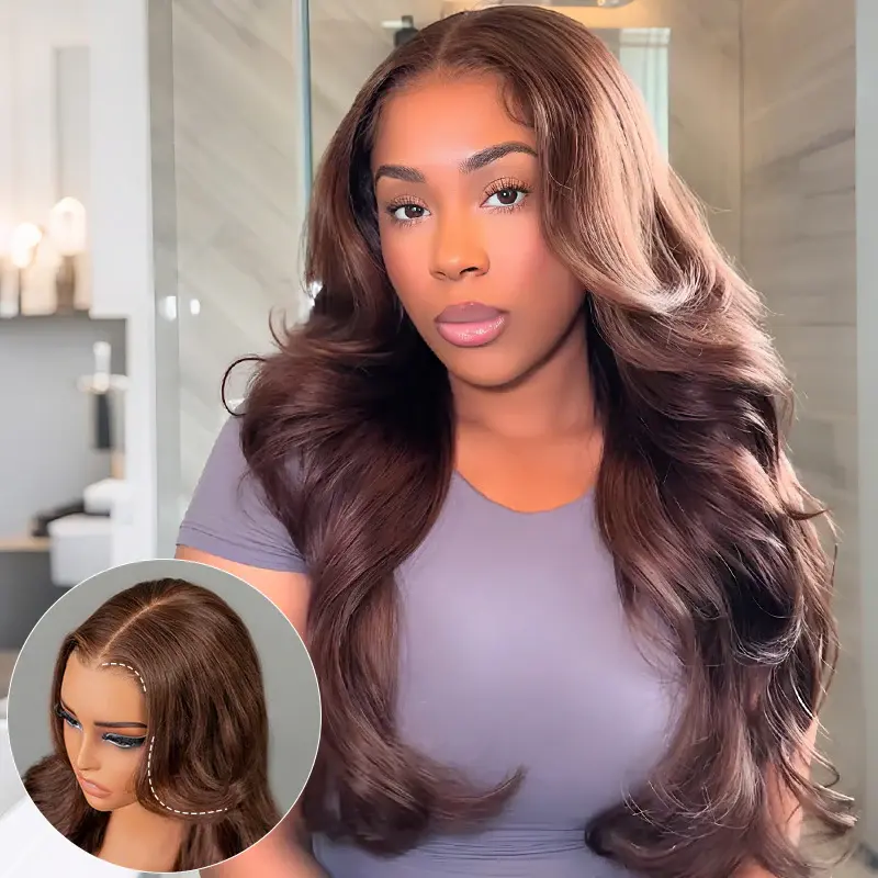 【Live Flashsale】ISEE HAIR Wear Go Body Wave Chocolate Brown Color 7*5 Pre-Cut Lace Front Face-Framing Pre-Layered Cut & Pre-Plucked Natural Hairline Glueless Wig Vacation Hair #SummerWins #DealsForYouDays