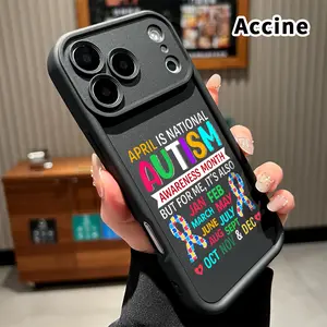 Phone Case for iPhone 17 Pro Max 16 15 14 Plus 13 12 Mini 11 XR X XS Air E Autism Awareness Image Pattern Pocket-Friendly Shockproof Silicone Protective Soft Smartphone Casing