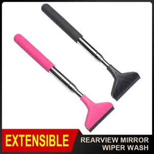 Side Mirror Squeegee,  Car Mirror Squeegee, Retractable Car Rearview Mirror Wiper for All Vehicles, Universal Automotive Accessories(Black/Pink)，car squeegee，small squeegee，mini squeegee