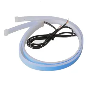 Car LED Strip Lights, 2Pcs 24 Inch Flexible LED Headlight Strips Dual Color White Turn Signal Yellow Lights Waterproof Car Daytime Running Light Strip for Truck SUV