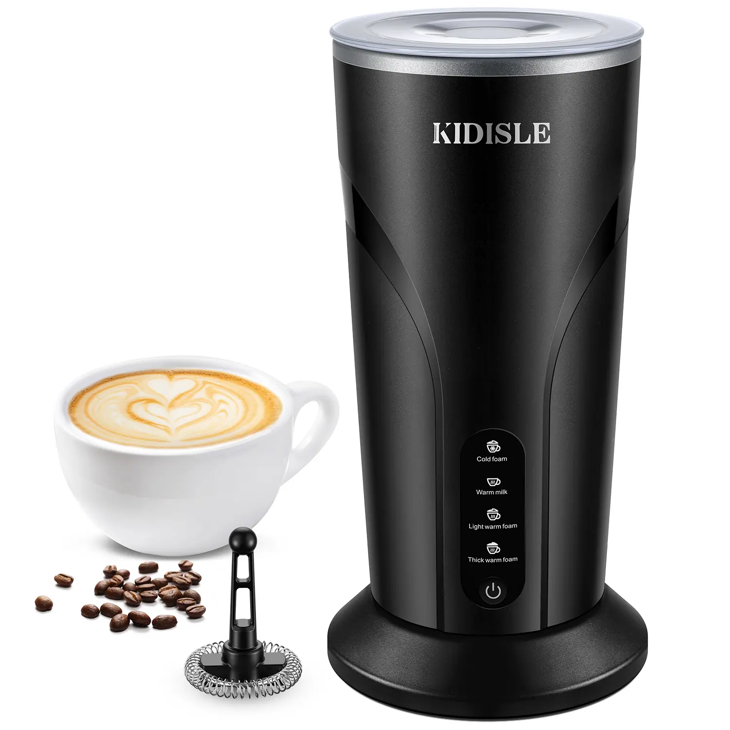 KIDISLE Electric Milk Frother and Steamer with Warm Function, 4 in 1 Automatic Milk Warmer Heater, Hot and Cold Foam Maker for Coffee Latte Cappuccino, Hot Chocolate, 300ml/10oz tiktokshopbacktoschool