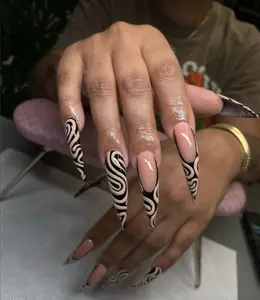  Swirl Design Press On Nails  Handdrawn Nail Art NO STICKERS