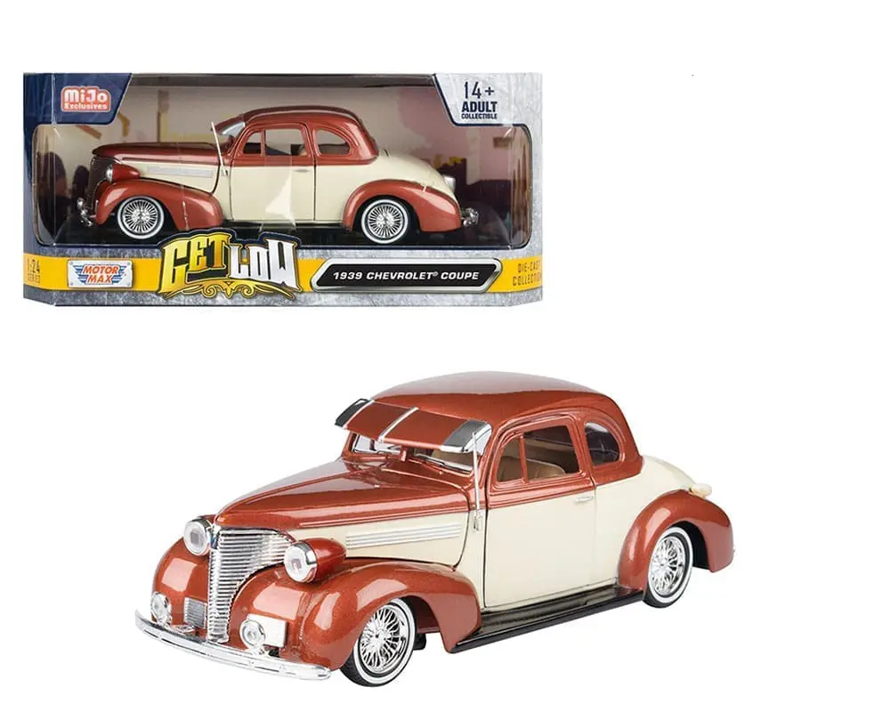 1939 Chevrolet Coupe Lowrider Two Tone Beige "Get Low" Series 1:24 Diecast Model Car by Motormax