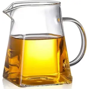 Glass Pitcher with Handle, Milk and Cream Pitcher Cup Jug, Heat Resistant Borosilicate Glass Creamer for Coffee Tea or Maple Syrup Serving, Stovetop & Microwave Safe (18oz/ 550ML) Classic