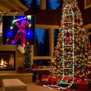 LED Santa Climbing Ladder Light, Christmas Decoration Lamp, 8 Lighting Modes, Indoor Outdoor Use, Window Garden Wall Tree Decor, Outdoor Decorative Light