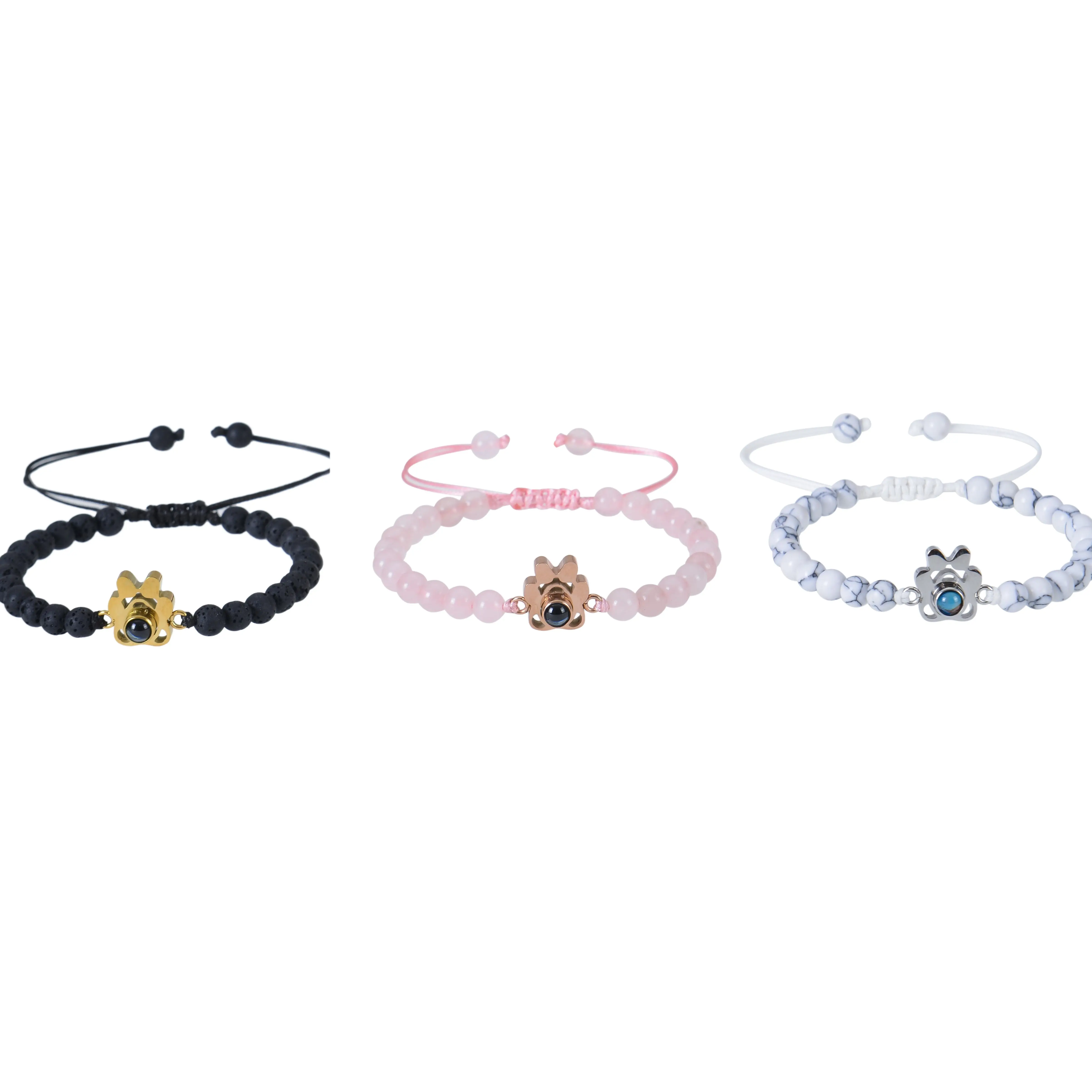 Unisex Paw Photo Projection Bead Bracelets