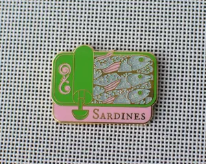 Pink and Green Sardine Can Needle Minder