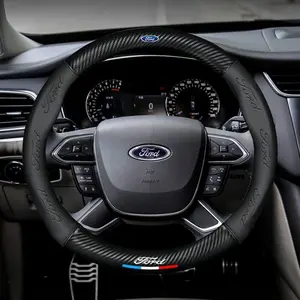 37.5cm Car Steering Wheel Cover, Carbon Fiber Leather, Anti Slip, Fashionable, for Ford Focus, Ranger, Fusion, Kuga, Mondeo, Fiesta, Ecosport
