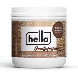 Hella Nutrition Goodmorning Protein & Collagen Powder Supplement, Vitamins, Minerals, Electrolytes for Focus, Clarity and Energy - 80 Mg Organic Caffeine