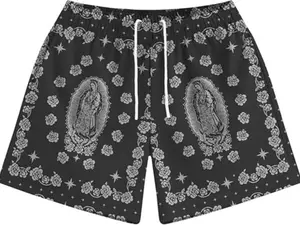 Unisex Black Saint Rose Mesh Shorts – Bether Sacred Street Edition