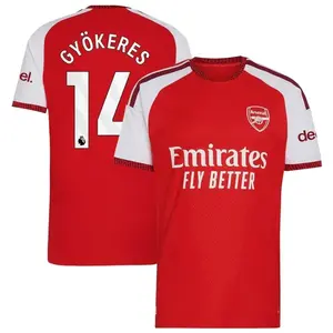 Unisex Soccer/Football Arsenal Team Viktor Gyokeres  #14 Champions League 2025/26 Home/Away Replica Jersey - Red