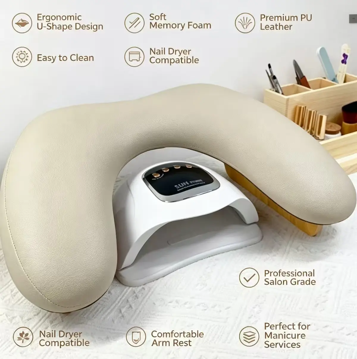 Elegant Ruffled Design Collapsible Nail Hand Pillow with Bow - 2-Hand Manicure Rest Cushion for Home Nail Art, Care and Drill Supplies for Enthusiasts