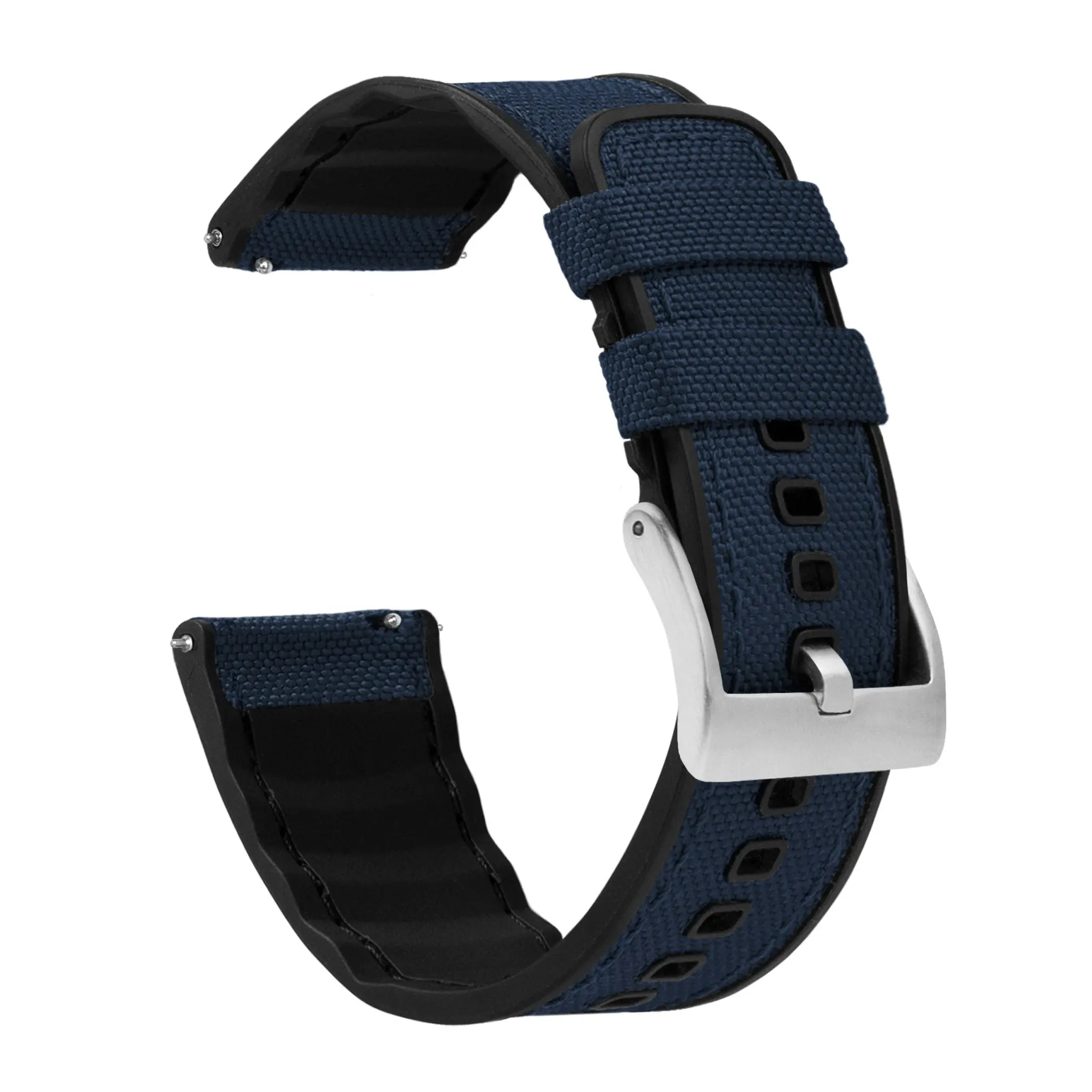 Navy Blue Cordura Fabric And Silicone Hybrid Watch Band - Squale 1521 / 50 Atmos (22mm)