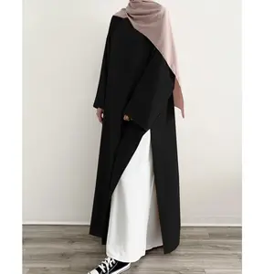Casual Fashion Slit Abaya (MA063) daily wear hijab on jilbabs Women's Maxi Breathable Solid khimar Modesty Muslim Clothing