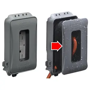 212 MAIN Single Gang Expandable Outlet Cover, Gray, Polycarbonate, Neoprene Rubber