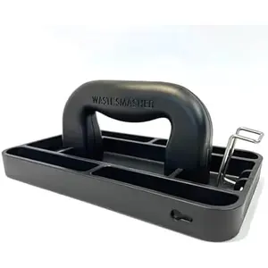 Manual Trash Compactor Tool - Hand-Held Garbage Press with Built-in Hook - for Kitchen  Bin - Space Saving Design - No  Required - Freestanding - Black