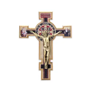 St Benedict wood crucifix 11x8 Decor Religious