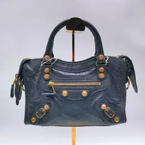 Pre-owned Balenciaga Lambskin Shoulder Bags Classic City Mini Black Studded Biker Bag