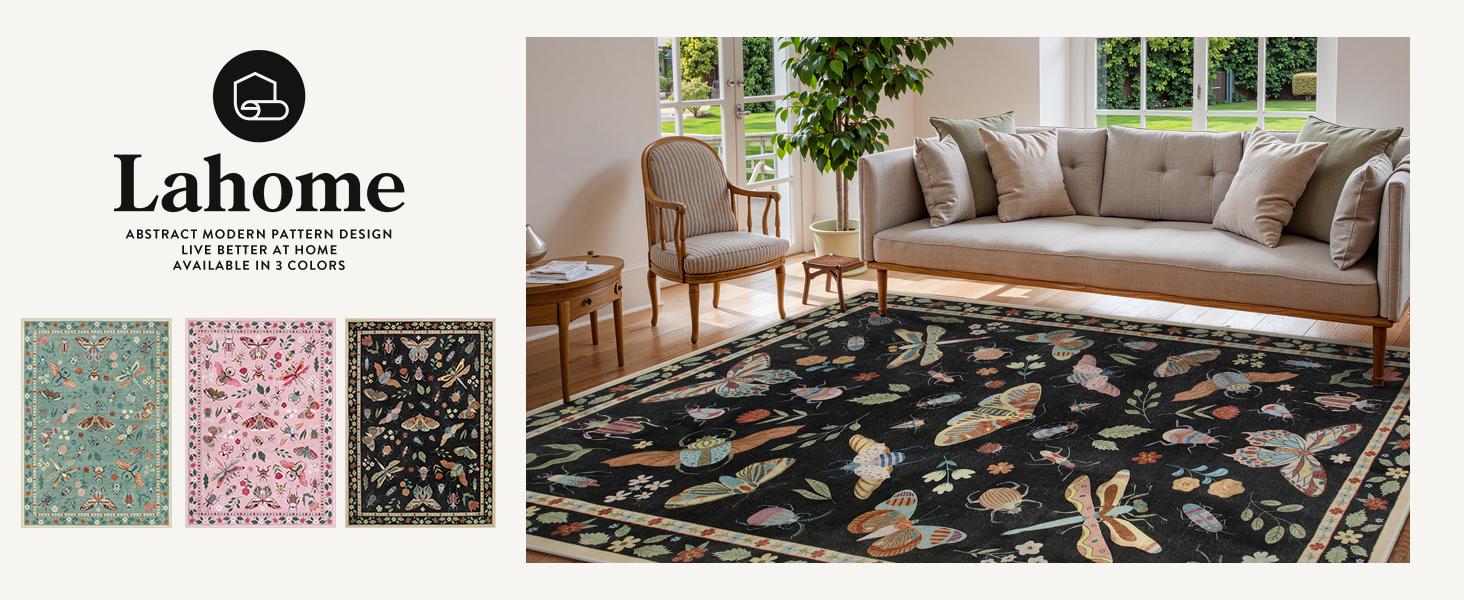 Lahome Washable Insect Area Rugs –Soft, Ultra-Thin Non-Slip Stain-Resistant Rug for Living Room, Bedroom, Dining Room and Office Lahome Washable Insect Area Rugs –Soft, Ultra-Thin Non-Slip Stain-Resistant Rug for Living Room, Bedroom, Dining Room and Office