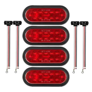 VEVOR Trailer Lights, 4PCS 12V Oval LED Trailer Tail Lights Kit with Stop Brake Turn Tail Lamp, Waterproof Tow Lighting Kit for Boat Truck Camper RV Snowmobile Bus Caravan, 2 Mounting Options, RedVEVOR Super Brand Day