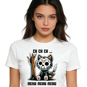 [100% Cotton] Vintage Cat Movie Horror Lovely Animal Classic Meow Kitten Men Women Girls Kids T-Shirt