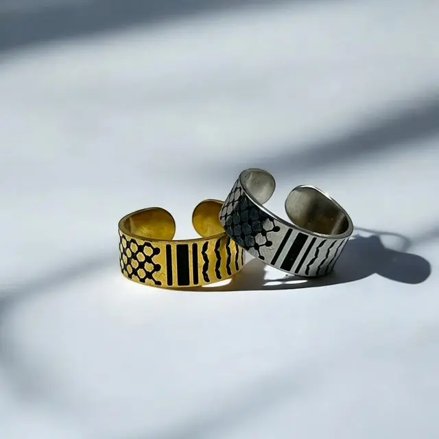 Keffiyeh Pattern Ring - Detailed Information Not Provided