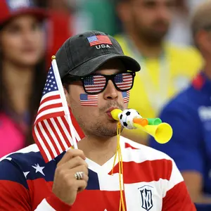 USA Patriotic Soccer Fan Kit 2026 | Complete Game Day Accessories Set with USA Flag Hat, Sunglasses, Hand Flags, Stickers, Horn & Earrings for Men, Women & Kids | Sports Stadium Cheering Supplies for USA Events & Parties