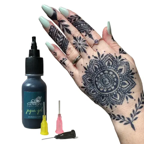 Jagua Gel, Plant Based, Ready to Use, Ultra Dark (Bottles or Cones) Cosmetic Makeup temporary tattoo henna cone