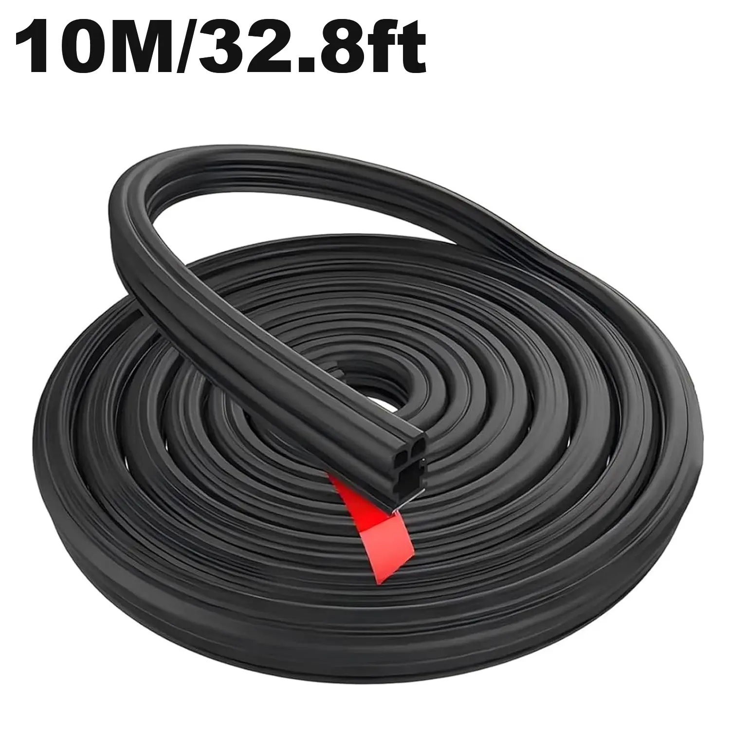 Car Door Seal Strip, 32.8 Ft Double-Layer Rubber Thick Seal for Cars, SUVs, Trucks - Noise Reduction, Weatherproofing Trim for Doors, Hoods, Trunks, Cuttable Auto Replacement Part