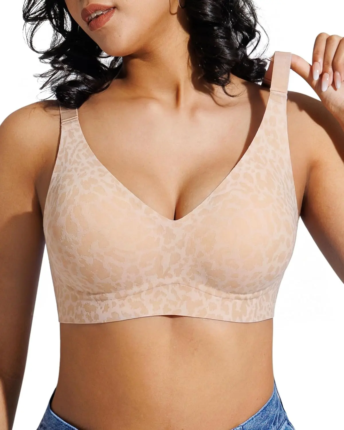Wireless Bras Women Seamless No Underwire Push Up Bra Supportive Deep V Bralette Everyday Comfortable T-Shirt Bra