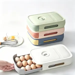2PCS Egg Box Drawer Type Egg Storage Box, Refrigerator Egg Tray, Egg Tray Container With Date Reminder, Large Capacity Stackable Egg Sorting Box