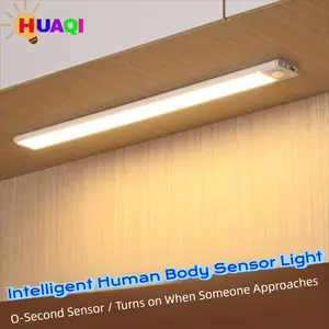 Ultra-Thin Smart Motion Sensor LED Strip Light, Wire-Free Clip-On Self-Adhesive Rechargeable Cabinet Wine Rack Closet Lamp with Nightlight