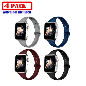 4 Piece Waist Design Band for Apple Watch, Soft Silicone Replacement Strap, 38mm/40mm/41mm/42mm, Series 11 10 Smartwatch Bands, Wearable Accessory, Smart Watch Accessories