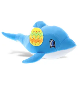 DOLLIBU Plush Easter Egg Stuffed Toy - Blue Dolphin Design, Baby-Soft Polyester Fabric, Ultra-Soft Stuffed Animal for Kids, Soft Fabric