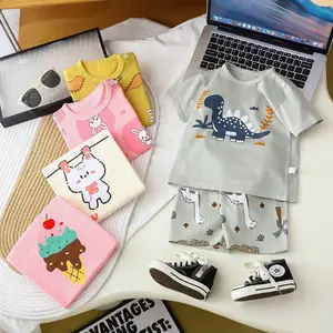 Cute Cartoon Cotton Matching Set – Soft Breathable Short Sleeve Tee & Shorts, Lightweight Summer Casual Two Piece Outfit