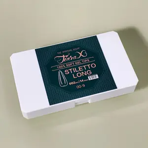 TiaraX | Clear Gel Tips (White Box) - Stiletto Long
