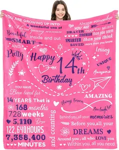 14 Year Old Girl Gifts for Birthday Blanket 50"x60", Birthday Gifts for 14 Year Old Girl, 14th Birthday Gifts for Girls, Happy 14th Birthday Decorations for Girls Daughter Granddaughter Sister