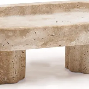 Elborse Marble Oval Tray with Stand 10" inches Handmade Decorative Tray, Ideal Vanity and Bathroom Counter Tray, Perfume Organizer and Serving Tray for Counter Organizer