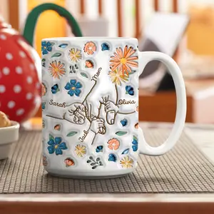 Personalized Holding Mom‘s Hand 3D Inflated Effect Mug, Custom 3D Inflated Effect Printed Mug, Gift For Mom, Mothers Day Gift, Mom Gift