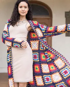 Hand Made Granny Square Long Cardigan Knitwear Crochet