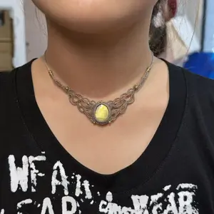 Labradorite Necklace Macrame Handcrafted Unique Gift Boho Ethnic Minimalist Jewelry Stone of Magic Made to Order