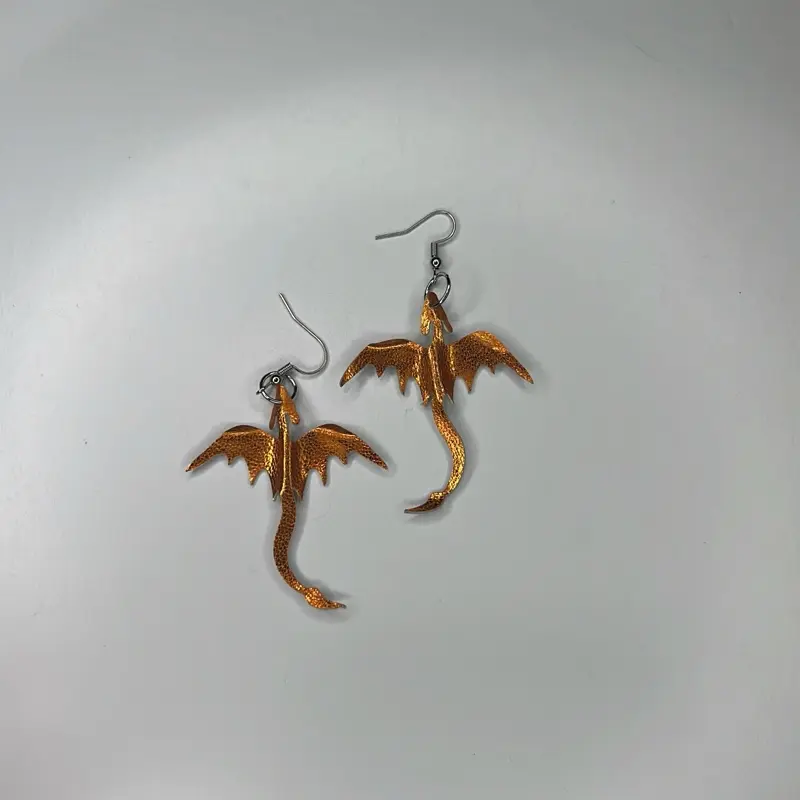 Lotus Embers Fire Dragon Earrings singles - Bold Transformation Courage Ignited Dragon Energy Handcrafted Limited Edition Jewelry