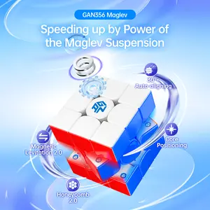 【Official Store】GAN 356 Maglev 3x3 Magnetic Speed Cube Stickerless Gans 356M Magic Cubes Magnetic Levitation Cube 30°+ Auto-Aligning 76 Magnets Numerical Tuning Setting Frosted Version