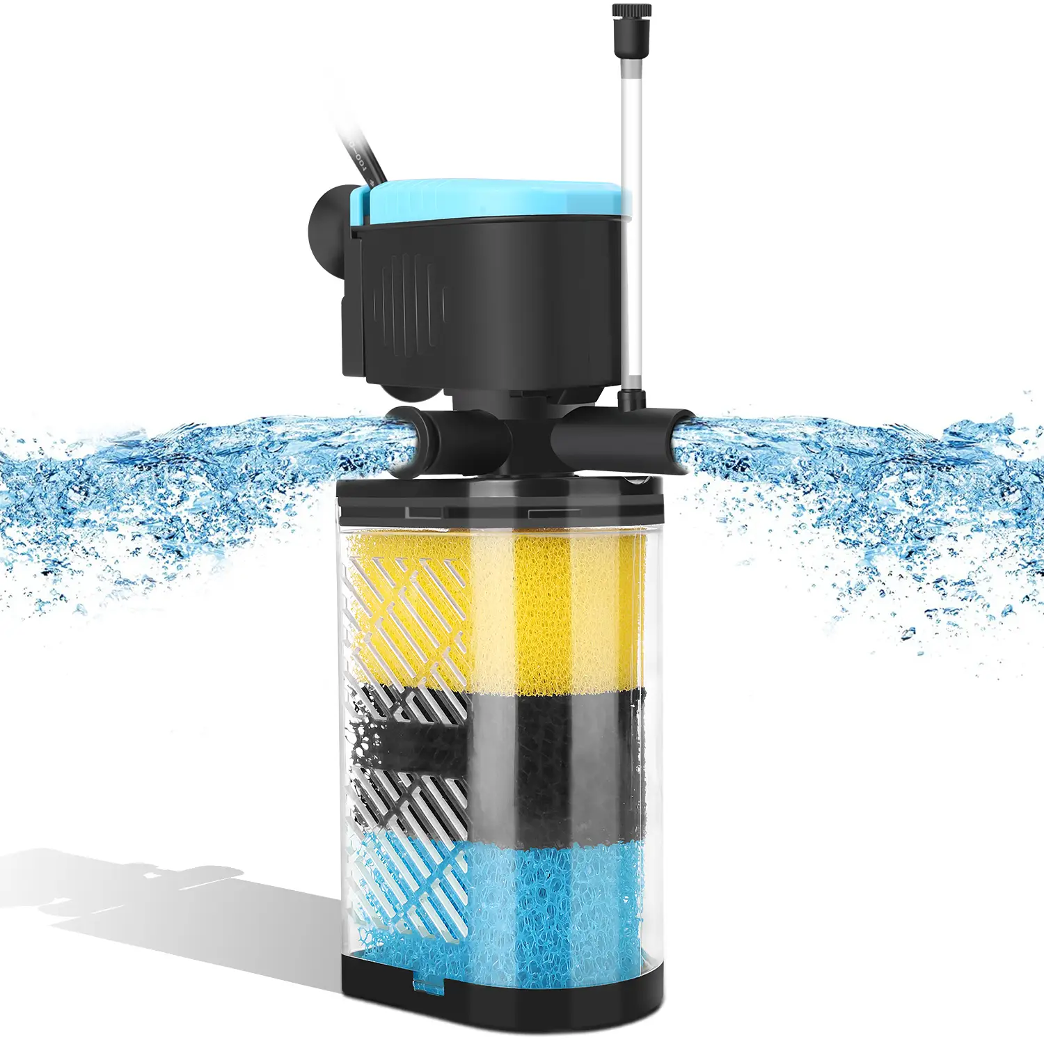 AquaMiracle Aquarium Filter 3-Stage in-Tank Filter Internal Fish Tank Filter Turtle Filter for 10-100 Gallon Fish Tanks with Dual Water Outlet & Aerat