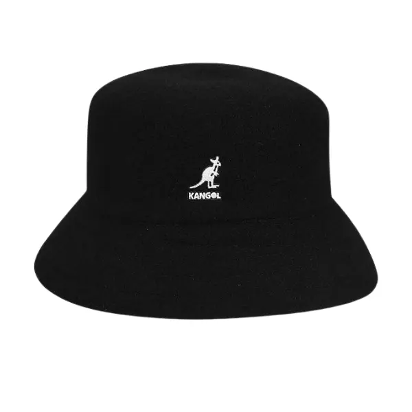 Kangol Washed Bucket Hat Black, Cotton Bucket Hat for Men Women, Lightweight Breathable Unisex Hat, Classic Streetwear Sun Hat, Travel Beach Fishing Cap