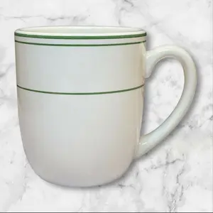 Pottery Barn Bistro Green Rim Stoneware Mug | Single | Excellent Condition